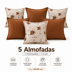 5 Almofada ou Capa Fibra/Espuma 45x45 cm – Rústico