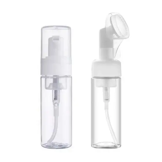 Kit 2 Frascos Pump Espumador Com Escova De Silicone Para Limpeza Facial Skin Care 100ml