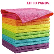 Kit 10 Panos de Microfibra Multiuso  30x30cm Alta Absorção