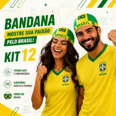 Kit 12 Bandana Brasil Gorro Ajustável Unissex Adulto Infantil Para Jogos Torcida Festa