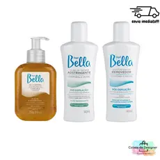 Kit Depilação Pré-Pós Adstringente + Óleo Removedor + Loção Calmante Camomila Depil Bella