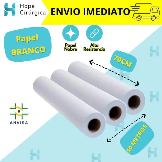 Kit 3 Lençóis Descartável - Papel Hospitalar para Maca 70x50