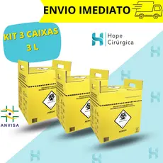 KIT 3 CAIXAS - Caixa Perfuro Cortante Coletor (03-Litros)