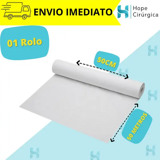 Lençol Descartavel Papel Hospitalar Maca 50x50 1 Rolo