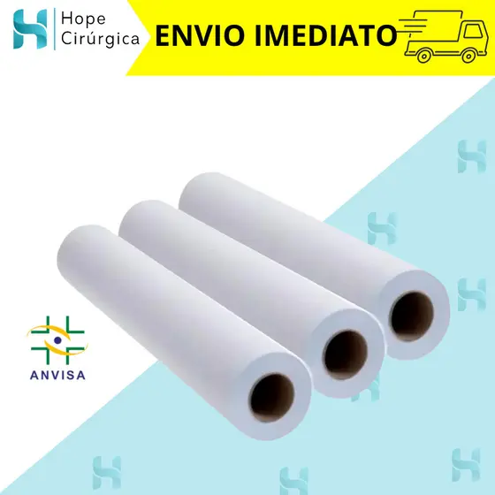 Lençóis Descartável - Papel Hospitalar para Maca 50x50 - Branco Natural