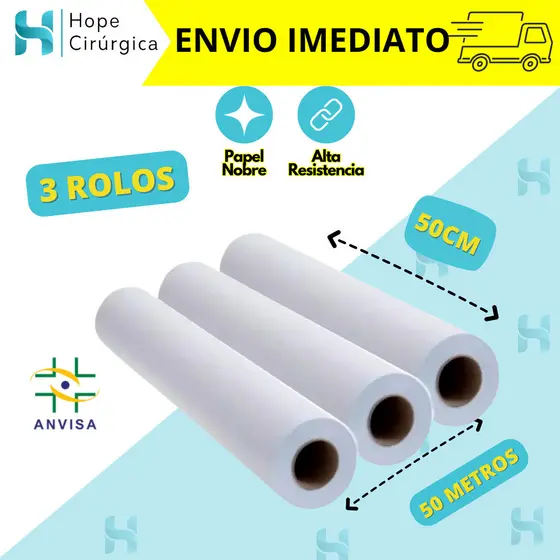Kit com 3 lençóis Descartáveis de Papel Hospitalar para Maca 50x50