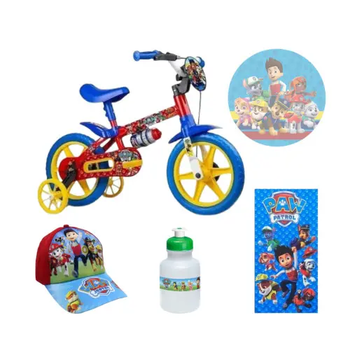 Bicicleta Patrulha Canina Aro 12 Passeio - 4 itens