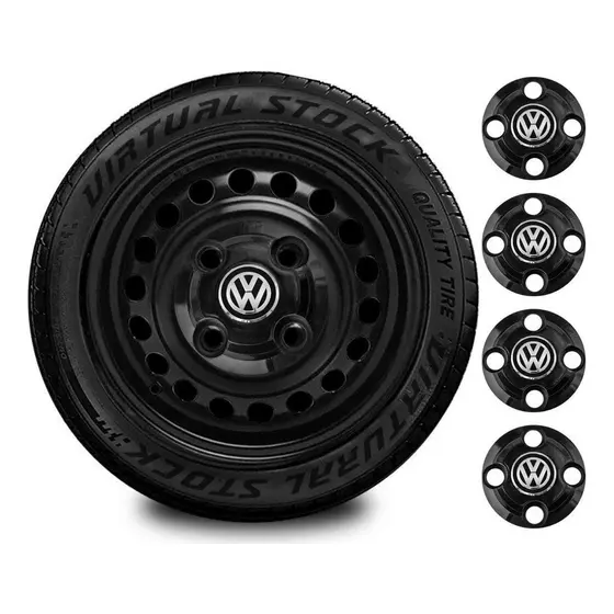 Jogo 4 Calotinhas Rodas VW Gol Saveiro Voyage Parati G1 G2 G3 G4 G5 G6 G7 Aros 13 14 15 4 Furos