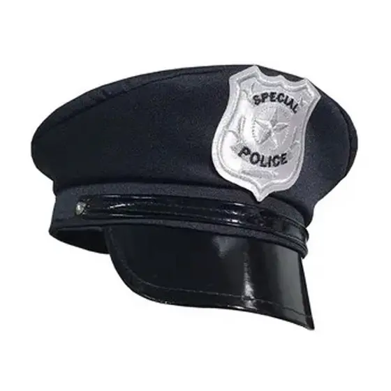 Chapéu de Policial Infantil Bordado Preto
