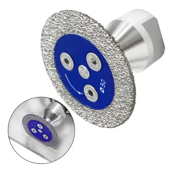 Mini Disco Corte Diamantado Esmerilhadeiras Piso Mármore 50mm Com Conector de Rosca M14 Azul