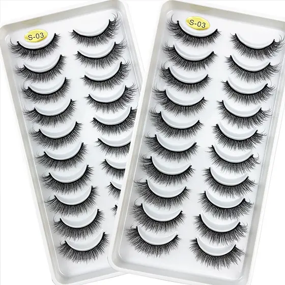 10 Pares Extensão de Cílios Postiços Cílios Naturais Artesanais S03 S05 H13 G600