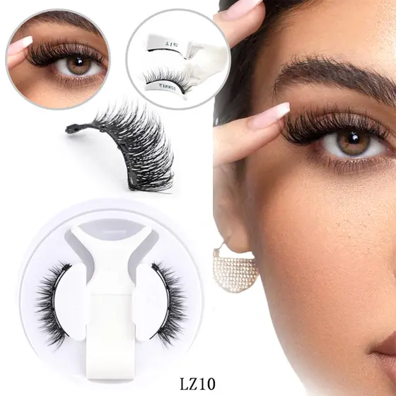 Conjunto De Cílios Postiços Magnéticos 3D , (1 Par) Pacote De 4 Peças . Reutilizável , natural E De Longa Duração , Resi