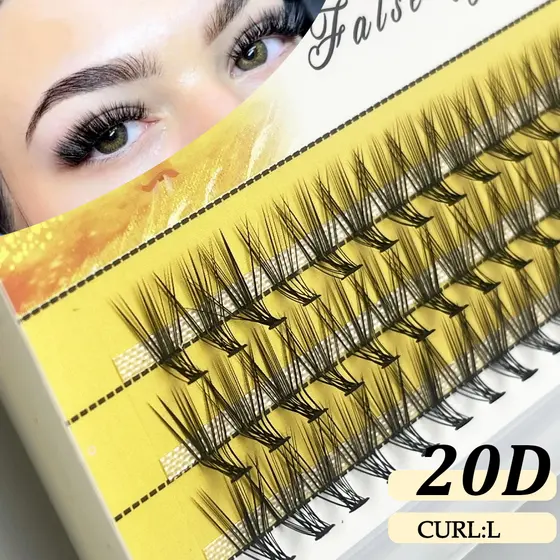 60 Extensões De Cílios Sem Juntas , Naturalmente Curvados Em Forma De L , De Vison De 8-14 Mm