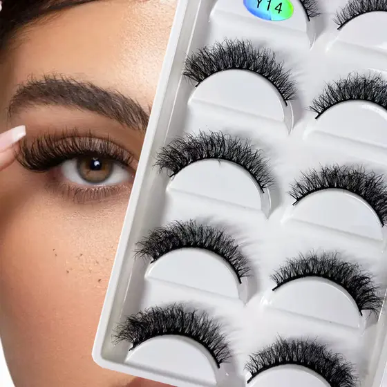 5 Pares De Cílios Postiços De Estilo Cômico , Grossos E Naturalmente Enrolados , 3D Adequados Para Iniciantes