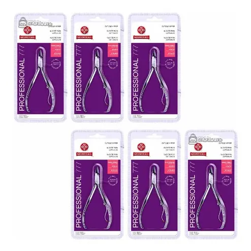 KIT 6 Alicate De Cutícula Mundial Aço Inox  777 P/ Manicure