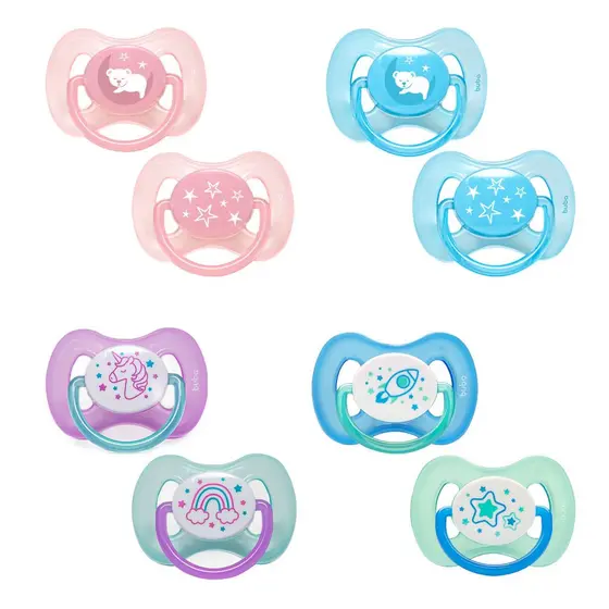 Kit 2 Chupetas Comfort Brilha no Escuro – Tamanho 1 (0 a 6 meses) ou Tamanho 2 (+6 meses) – Buba