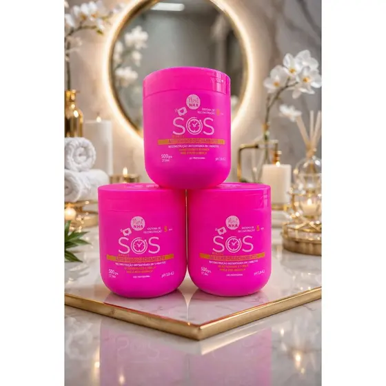 Kit 3 máscaras de reconstrução SOS anti emborrachamento 500g cada