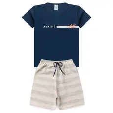 Conjunto Infantil Menino Roupa de Criança masculino Bermuda e Camiseta Atacado Barato L16