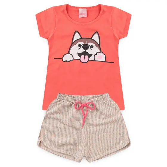 Conjunto Infantil Feminino Shorts e Baby Look Menina L19