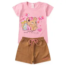 Conjunto Infantil Feminino Shorts e Baby Look Menina L06