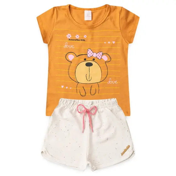 Conjunto Infantil Feminino Shorts e Baby Look Menina L17