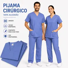 Pijama Cirúrgico Unissex Cinza Scrub Hospitalar Blusa Calça Jogger Bolsos Cargo Profissional Clínica