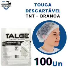 Touca Descartável Talge Sanfonada TNT Branca 100 Unidades Cozinha Clínica Salão Higiene ProfissionalA Touca Descartável