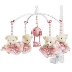 Móbile Berço Bebê Musical E Giratório Ursa Rose Menina Envio Imediato
