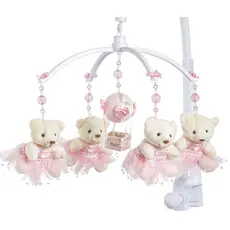 Móbile Berço Bebê Musical E Giratório Ursa Rosa Menina Envio Imediato