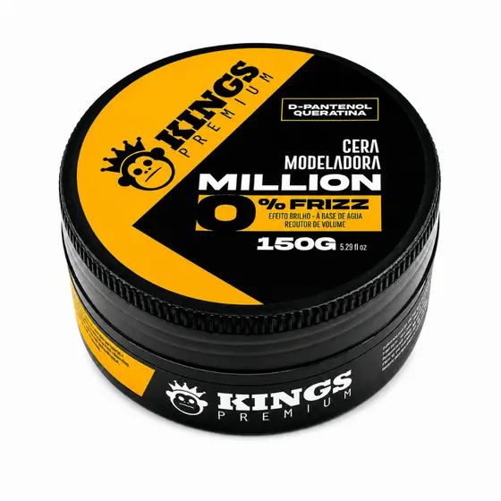 Cera Modeladora Capilar Million Kings 150g Antifrizz e Efeito Brilho