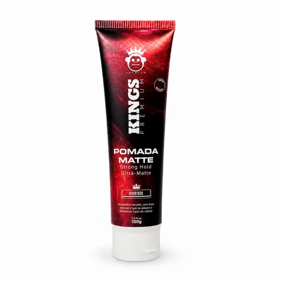 Pomada Modeladora Efeito Matte Bisnaga Premium 100g - Kings - Acabamento Seco, Fixação Forte