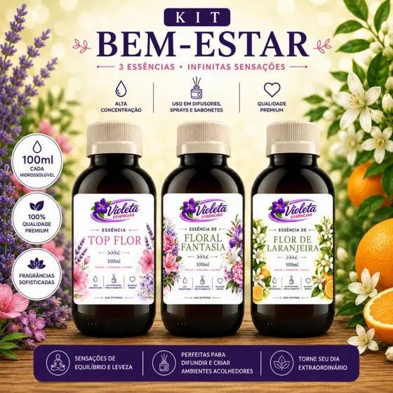 Essência Hidrossolúvel 100ml à Base de Água. Para Difusor, Aromatizador elétrico, Umidificador de Ambientes