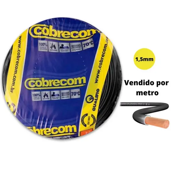 Fio Cabo Flexível Elétrico 1,5mm Cobrecom 5 Metros - Cores