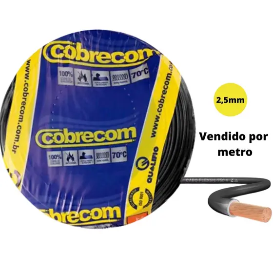 Fio Cabo Flexível Elétrico 2,5mm Cobrecom 5 Metros - Cores