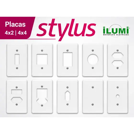 2 Placas Espelho Tampa Para Interruptores e Tomadas Stylus Ilumi Branca 4x2 | 4x4