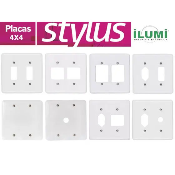 Placa Espelho 4x4 Tampa Para Interruptores e Tomadas Branca Stylus - Ilumi