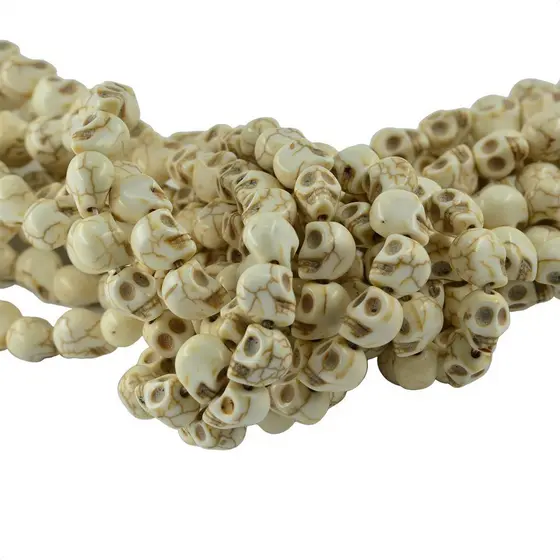 [reyalxaxg] 1 Fio Esculpido Caveira Howlite Turquesa Contas Espaçadoras Soltas Fabricação De Joias