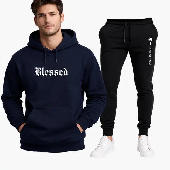 Conjunto Moletom Unissex Blusa+ Calça Frio Flanelado Blessed