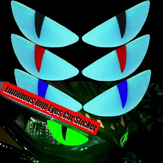 Acessórios De Estilo Exterior Do Carro-Adesivo De Luminoso Imp Eyes-Decalques Refletores De Segurança-Adesivos De Aviso