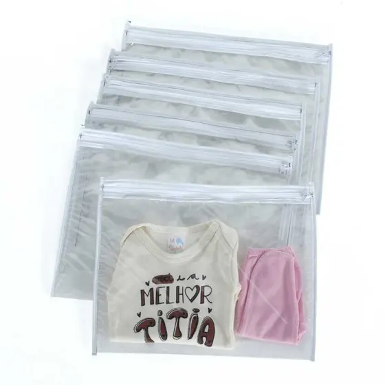 KIT 6 Saquinhos Maternidade Organizador Viagem Mala Bebê Transparente