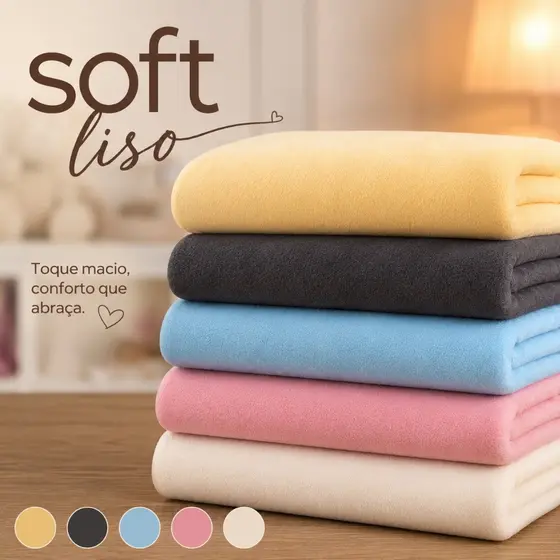 Tecido Soft liso Premium - 1,60 metros de largura ideal para mantas, pijamas, cercadinho porquinho da Índia