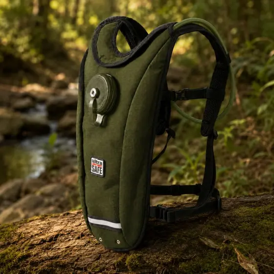 Mochila Hidratação Corrida Trilha Ultra Safe Hidrat Uss7222100pr 1,5 Litros Poliéster Acoplável A Cinto Paraquedista