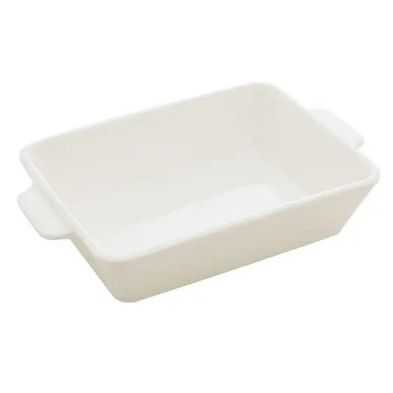 Travessa Refratário de Porcelana com Alça Basic Assadeira Branco 28×16,5cm Lyor