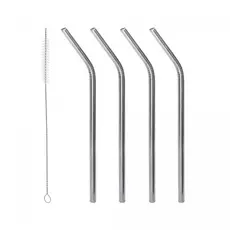 Conjunto 4 Canudos Aço Inox Reutilizáveis com Escova para Limpeza Lyor 21,5cm