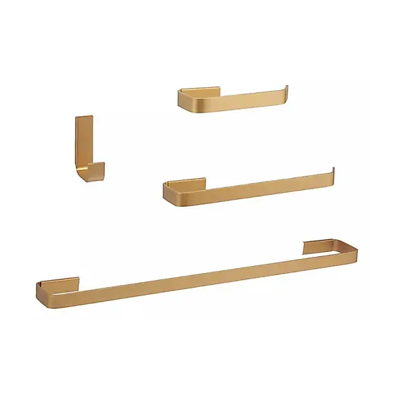 Kit Acessórios Para Banheiro Dourado 4 Peças Luxo Quadrado