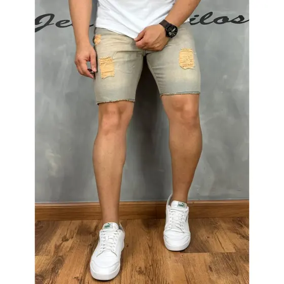 Bermuda Masculina 100% Algodão Lavagem Ferrugem