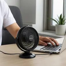 Mini Ventilador Portátil Mesa Com Cabo Usb Compacto Silencioso Econômico Preto