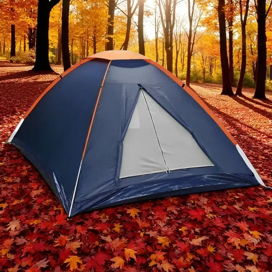 Barraca Camping Fácil Montar Proteção Resistente Espaço Confortável Azul 3 Pessoas