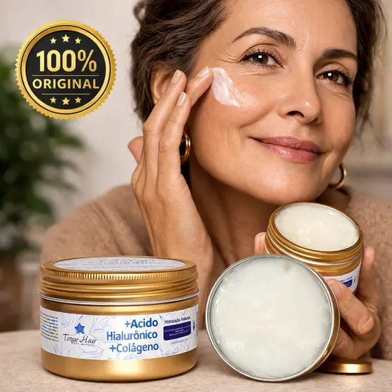 Creme facial acido hialuronico  + colageno anti rugas hidratação profunda linhas de expressão