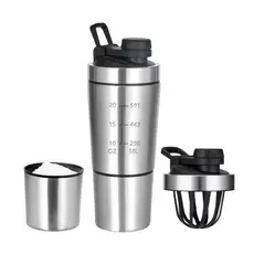 Shakeira Dupla Inox 900ml Coqueteleira Academia Misturador